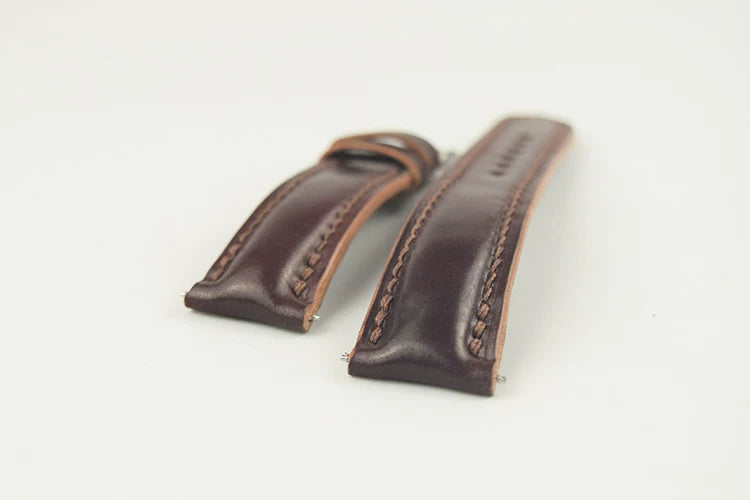 Handcrafted Burgundy Horween Leather Watch Strap