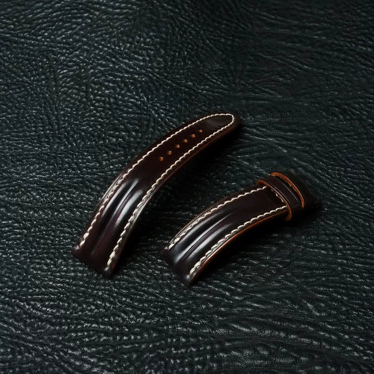 Handcrafted Chocolate Brown Shell Cordovan Watch Strap with Double Padding