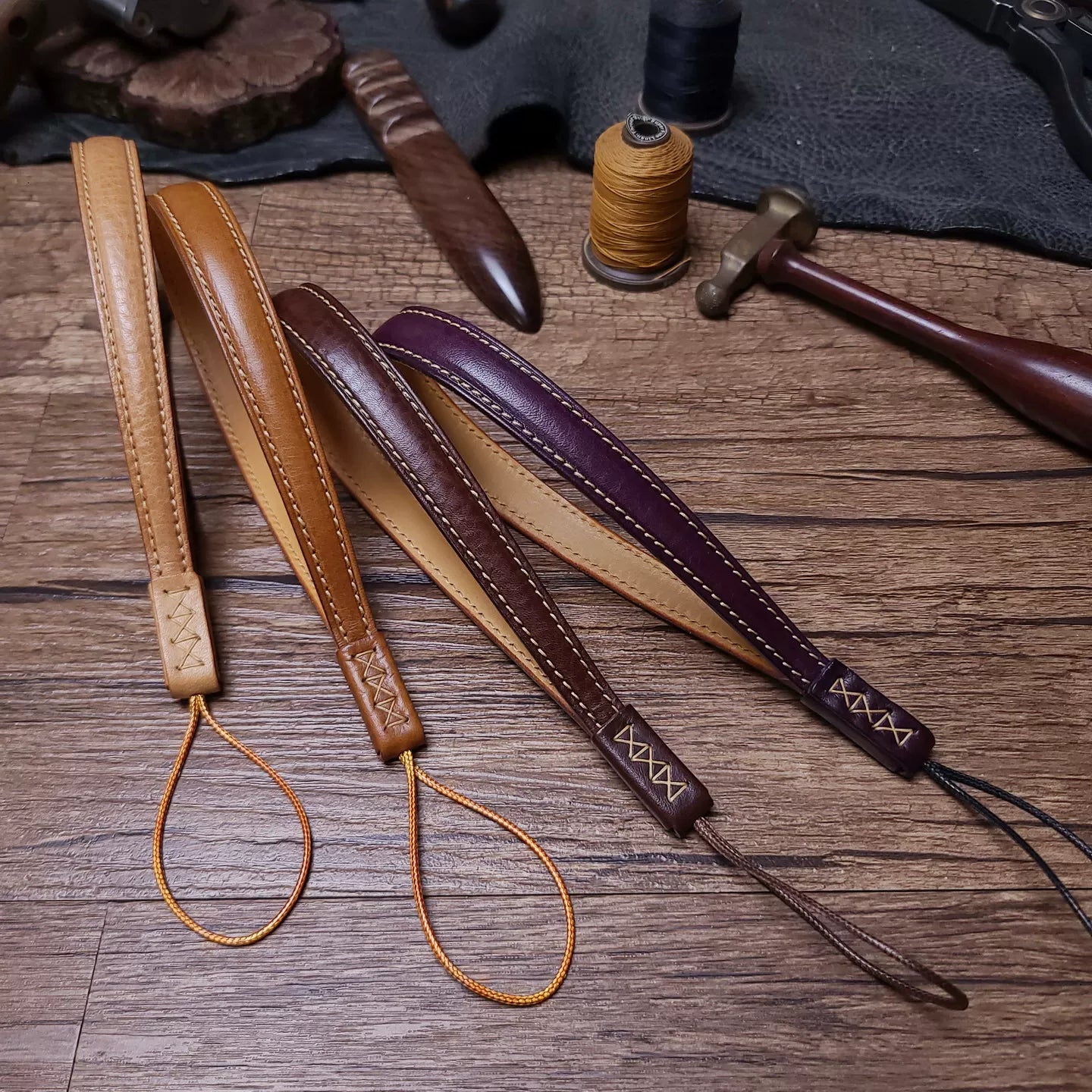Handcrafted Italian Tuscany Vegetable-Tanned Leather Camera Wrist Strap