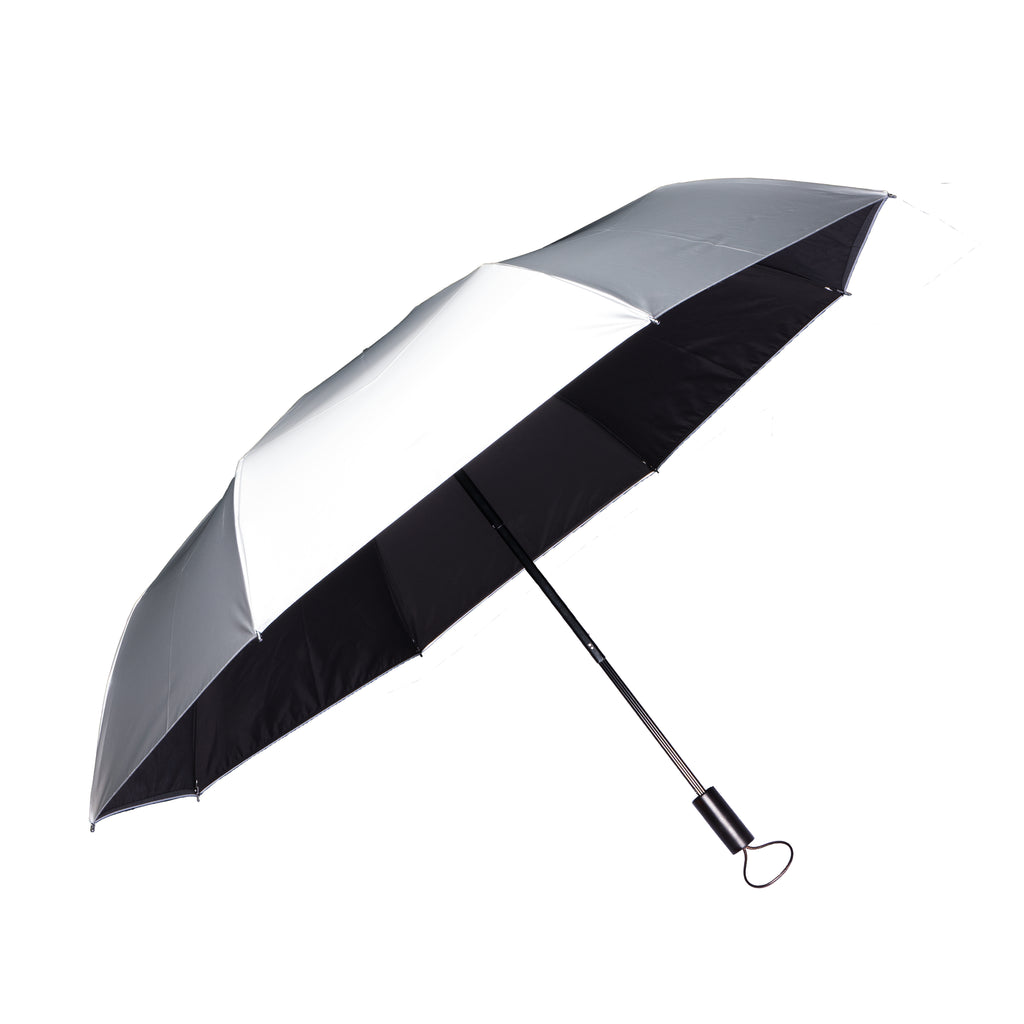 Handcrafted Double-Canopy Silver Coating Umbrella With Ebony Wood Handle
