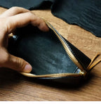 Handcrafted Black Reguilón Leather Zip Pencil Case
