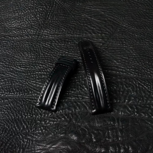 Handcrafted Black Shell Cordovan Watch Strap with Double Padding