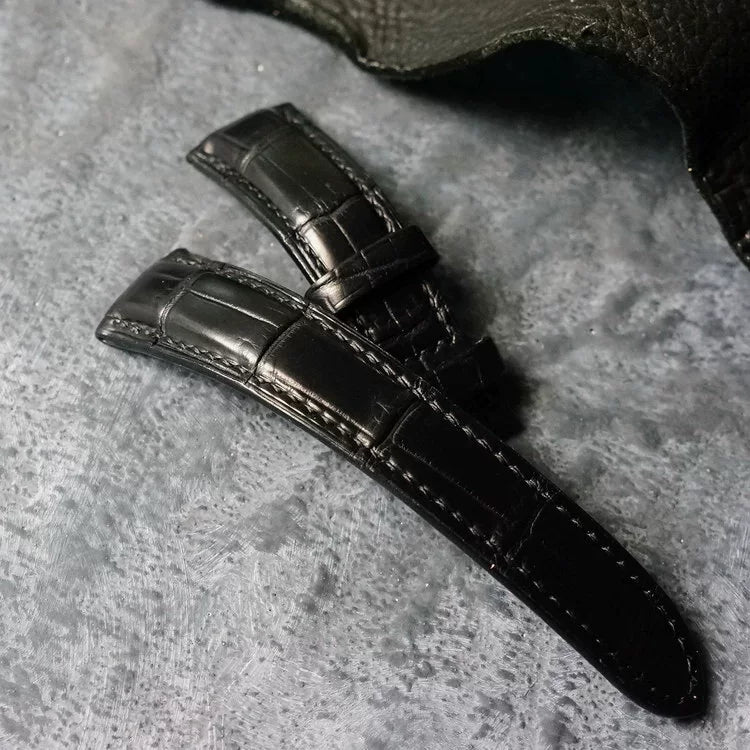 Handcrafted Black American Alligator Leather Watch Strap