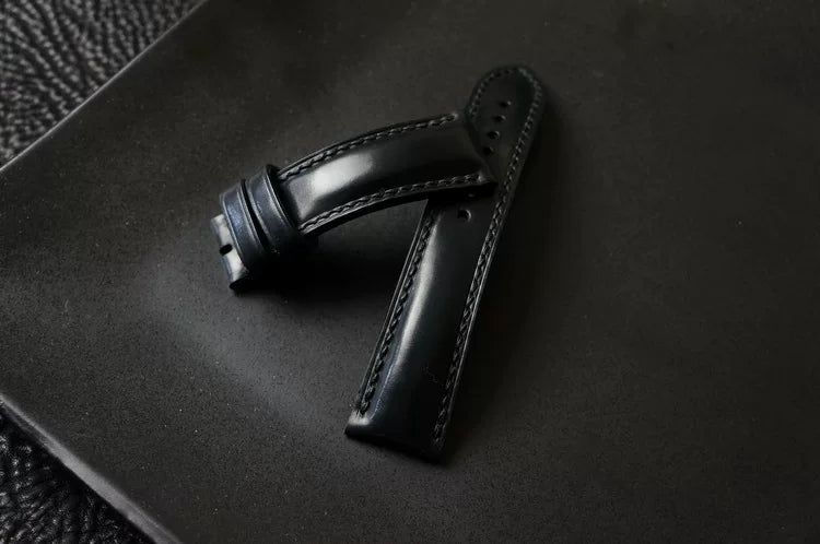 Handcrafted Black Horween Shell Cordovan Watch Strap