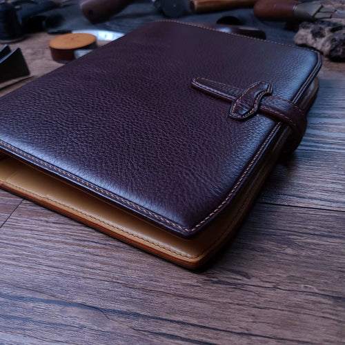 Handcrafted Burgundy Italian Tuscany Vegetable-Tanned Leather A5 Binder Journal