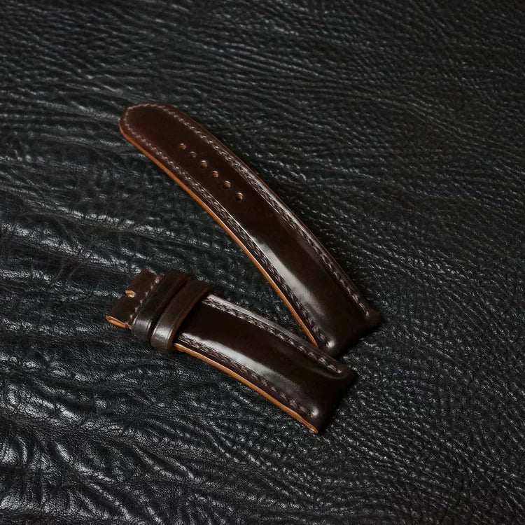 Handcrafted Chocolate Brown Horween Shell Cordovan Watch Strap