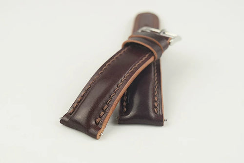 Handcrafted Burgundy Horween Leather Watch Strap