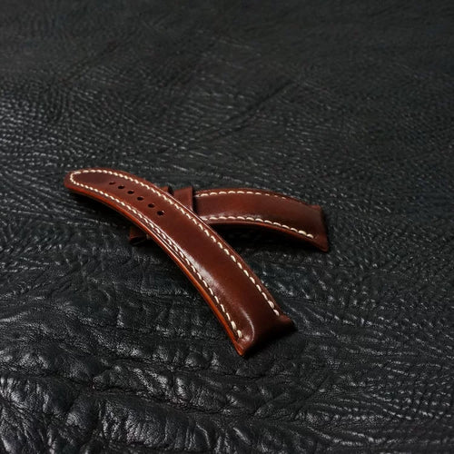 Handcrafted Chestnut Brown Shell Cordovan Leather Watch Strap