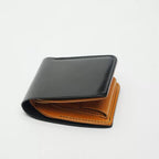 Handcrafted Agate Black Shell Cordovan Leather Wallet with Italian Gattuso Oily Calfskin Lining