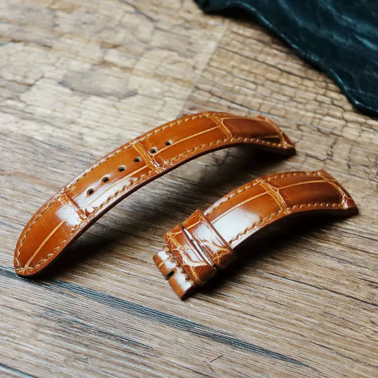 Handcrafted Ginger Alligator Watch Strap – HCP French Tannery Leather