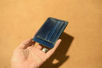 Handcrafted Oil Aniline Dyed Navy Blue Shell Cordovan Leather Cardholder