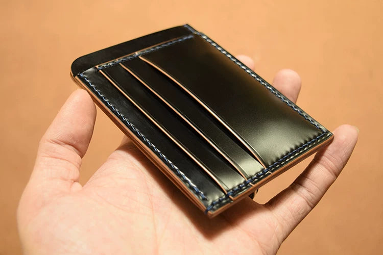 Handcrafted Vegetable-dyed Black Shell Cordovan Leather Cardholder