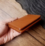 Handcrafted Italian Tuscany Stuffed Leather Cardholder With Natural Tumbled Grain & Rich Pull-Up