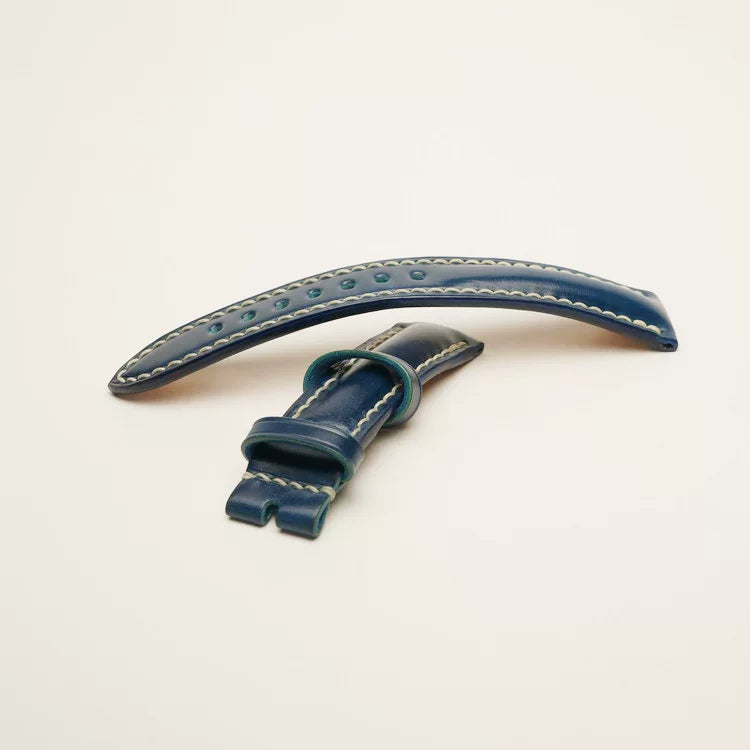 Handcrafted Blue Shell Cordovan Leather Watch Strap