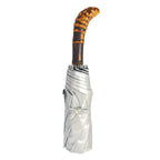 Handcrafted Double-Canopy Silver Coating Umbrella With Black Bamboo Root Handle