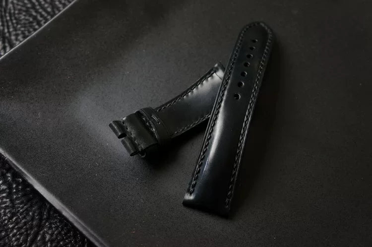 Handcrafted Black Horween Shell Cordovan Watch Strap