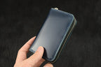 Handcrafted Oil Aniline Dyed Navy Blue Shell Cordovan Leather Wallet