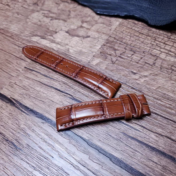 Handcrafted Saddle Brown Alligator Watch Strap – HCP French Tannery Leather