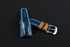 Handcrafted Oil Aniline Dyed Navy Blue & Amber Shell Cordovan Leather Watch Strap