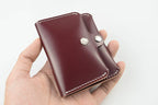 Handcrafted Oil Aniline Dyed Burgundy Shell Cordovan Leather Cardholder