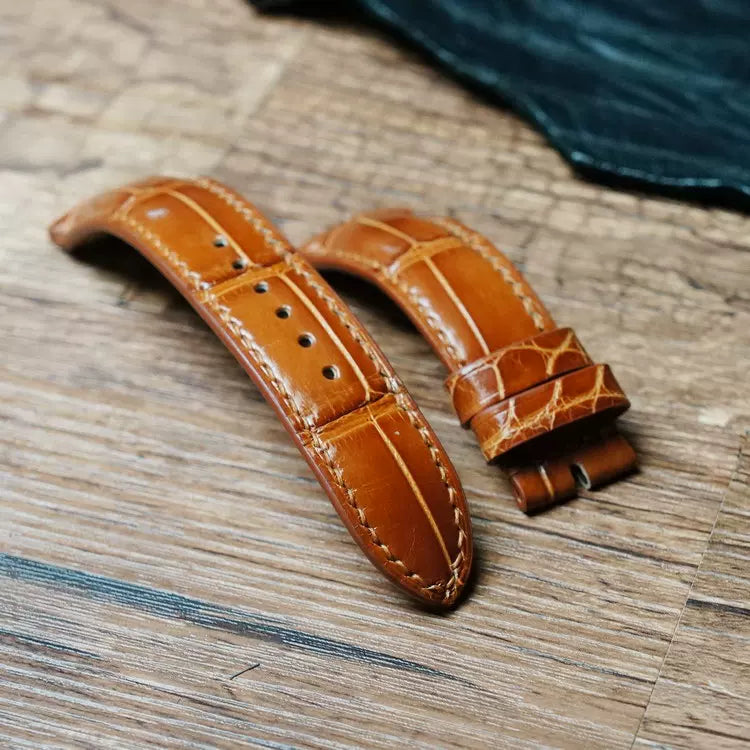 Handcrafted Ginger Alligator Watch Strap – HCP French Tannery Leather