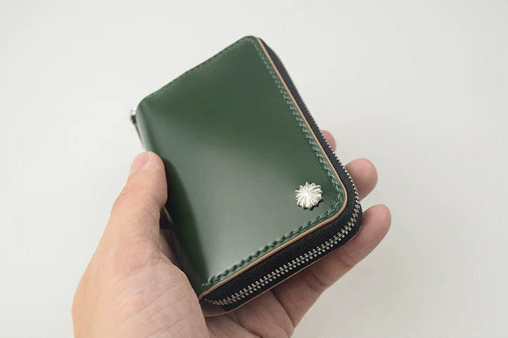 Handcrafted Oil Aniline Dyed Olive Green Shell Cordovan Leather Wallet
