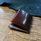 Handcrafted Dark Brown Shell Cordovan Leather Cardholder in Shell-Shape