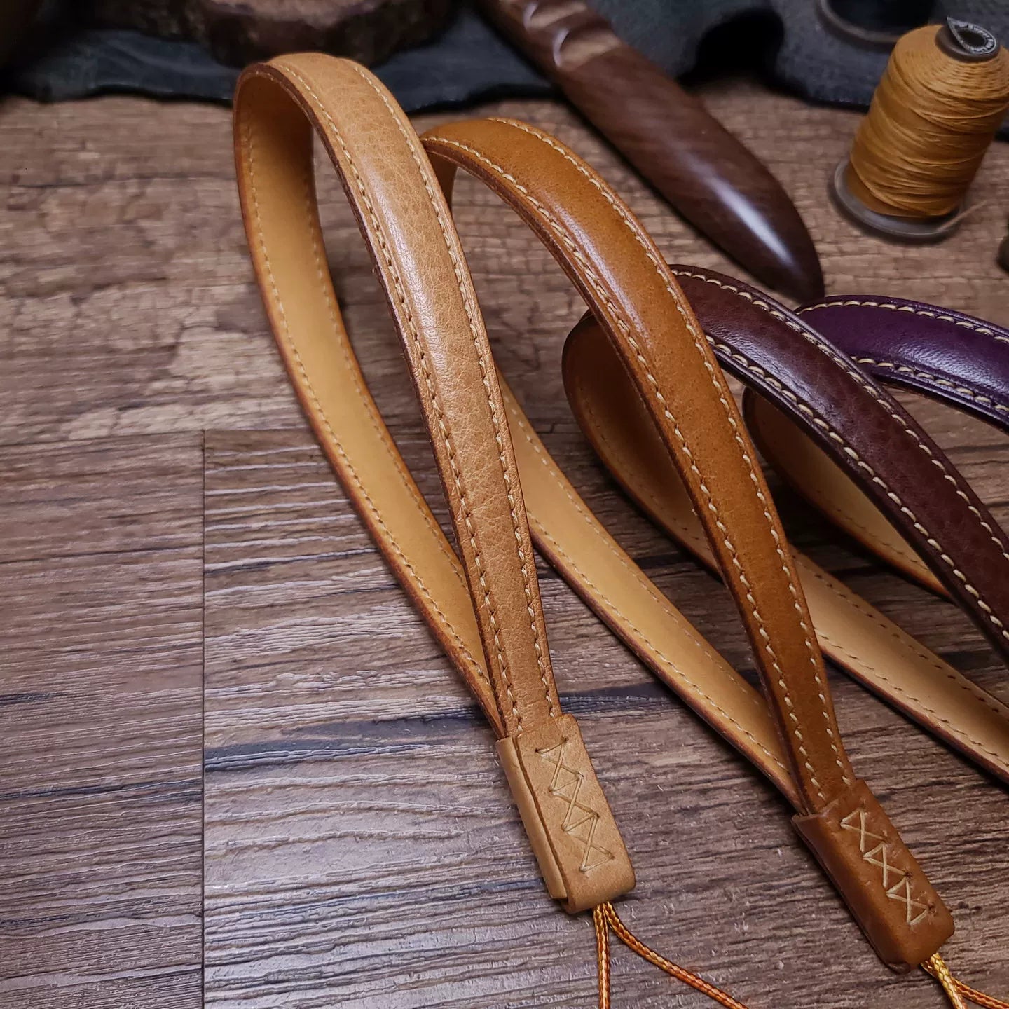 Handcrafted Italian Tuscany Vegetable-Tanned Leather Camera Wrist Strap