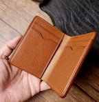 Handcrafted Italian Tuscany Stuffed Leather Cardholder With Natural Tumbled Grain & Rich Pull-Up