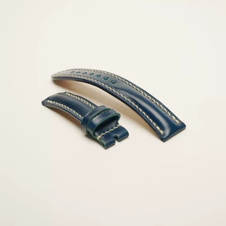 Handcrafted Blue Shell Cordovan Leather Watch Strap