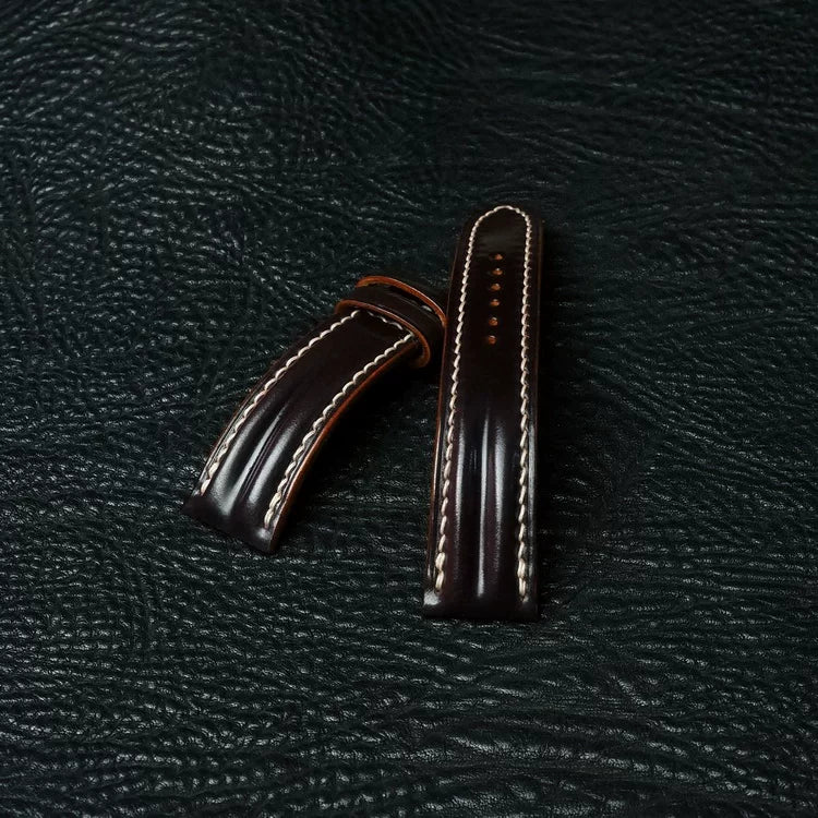 Handcrafted Chocolate Brown Shell Cordovan Watch Strap with Double Padding