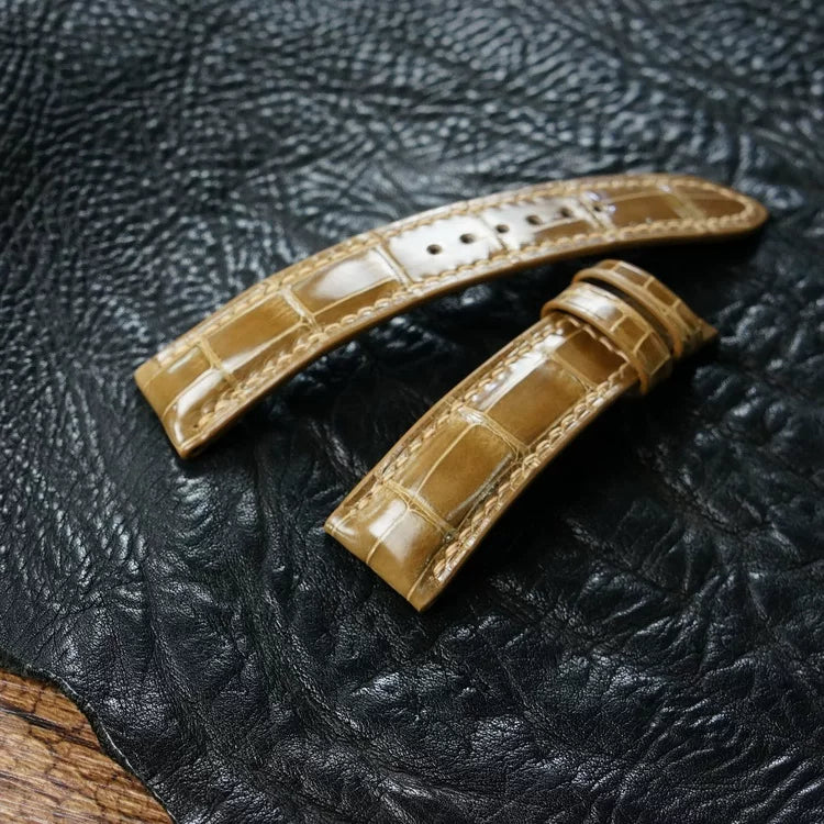 Handcrafted Golden Brown Alligator Watch Strap – HCP French Tannery Leather