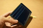 Handcrafted Oil Aniline Dyed Navy Blue Shell Cordovan Leather Cardholder