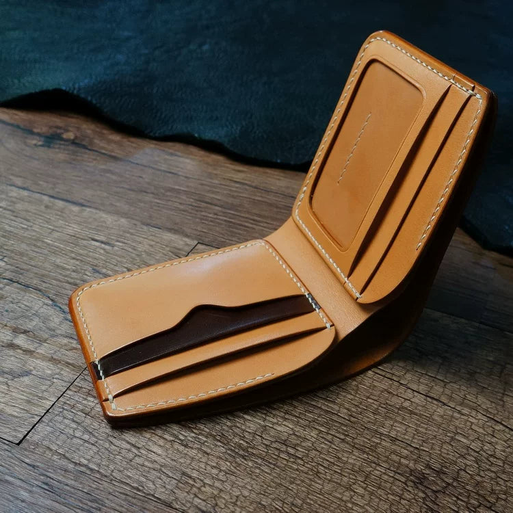 Handcrafted Chocolate Brown Shell Cordovan Leather Wallet with Italian Gattuso Oily Calfskin Lining