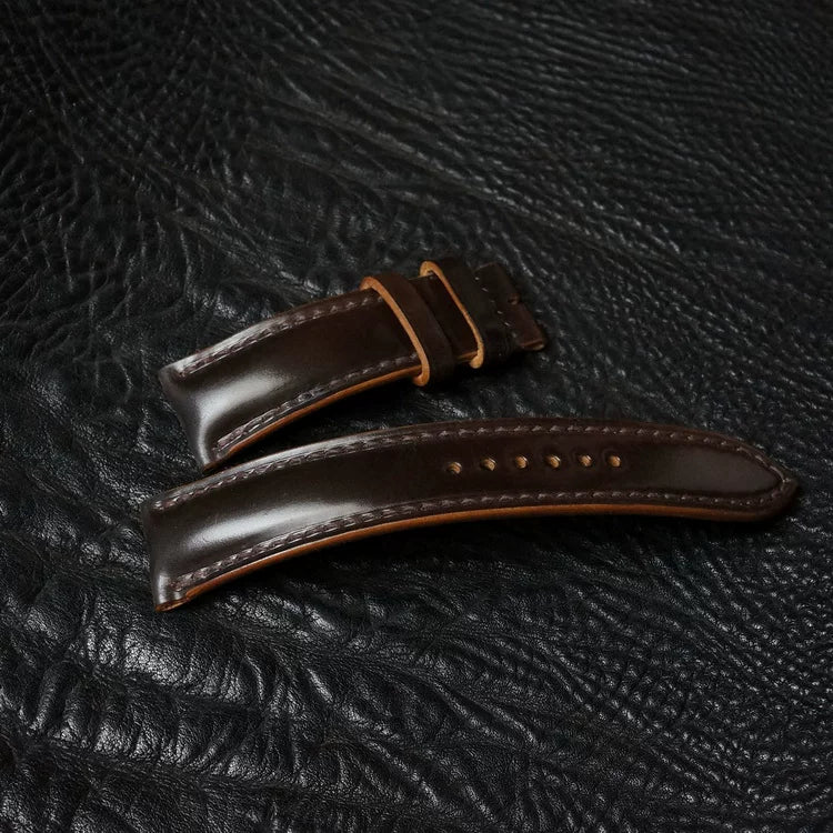 Handcrafted Chocolate Brown Horween Shell Cordovan Watch Strap