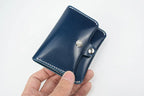 Handcrafted Oil Aniline Dyed Navy Blue Shell Cordovan Leather Cardholder
