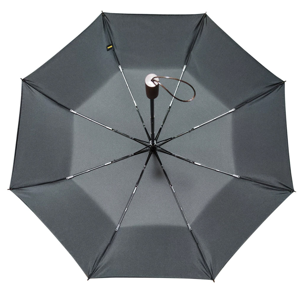 Double-Canopy Black Coating Folding Umbrella with Wooden Handle – Q-Version Famous Painting Portrait Design