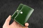 Handcrafted Oil Aniline Dyed Green Shell Cordovan Leather Cardholder