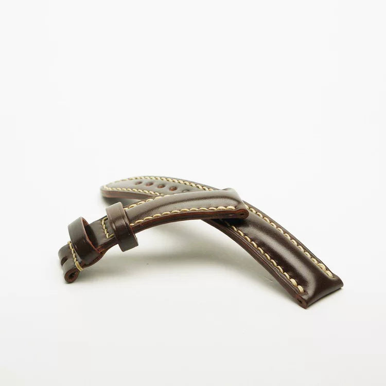 Handcrafted Dark Brown Horween Shell Cordovan Watch Strap