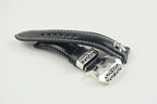 Handcrafted Oil Aniline Dyed Black Shell Cordovan Leather Watch Strap with Solid 925 Sterling Silver Hardware