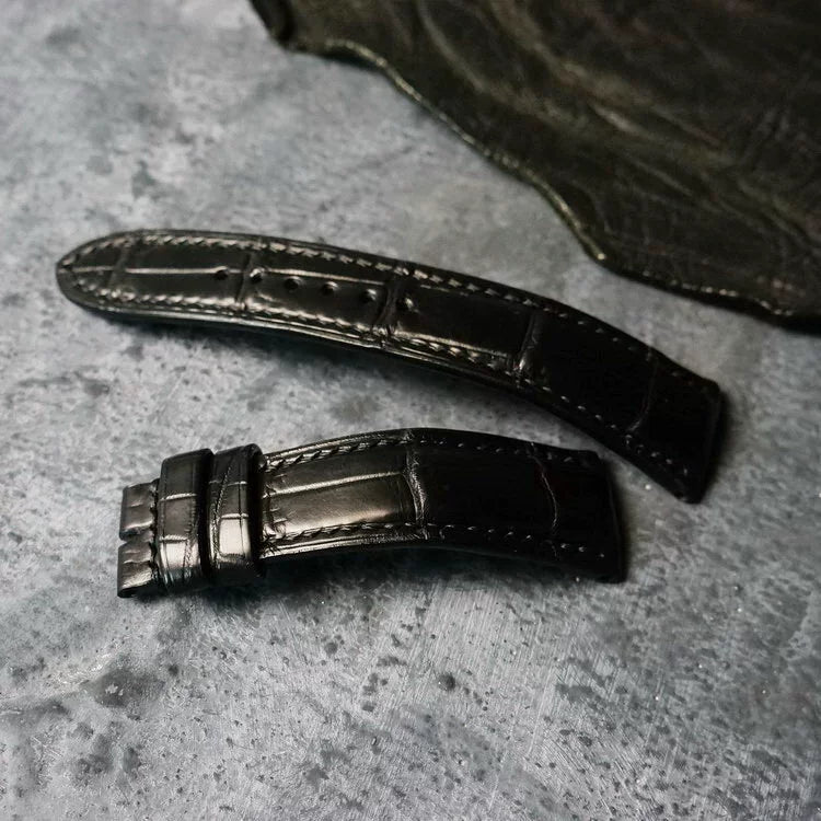 Handcrafted Black American Alligator Leather Watch Strap