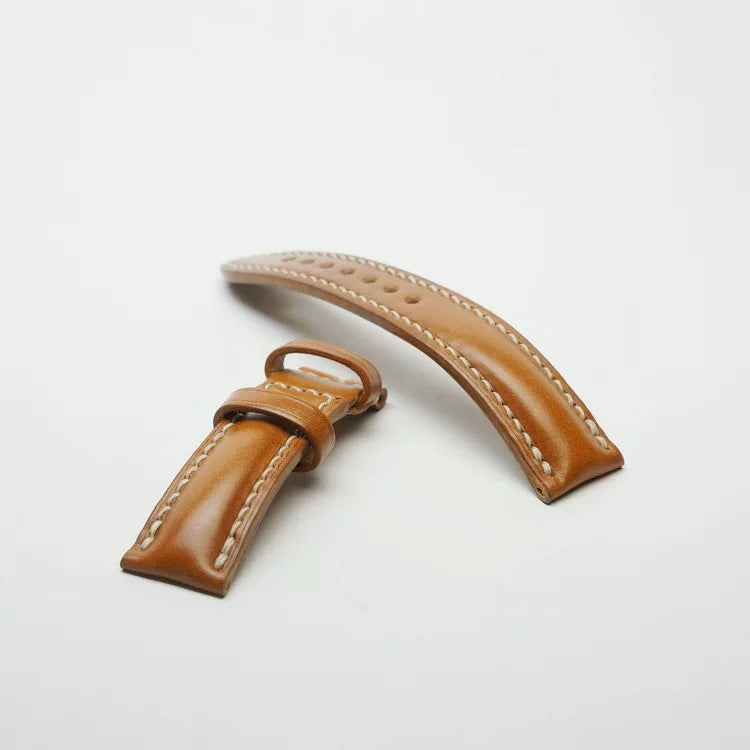Handcrafted Amber Shell Cordovan Leather Watch Strap