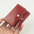 Handcrafted Oil Aniline Dyed Red Shell Cordovan Leather Cardholder