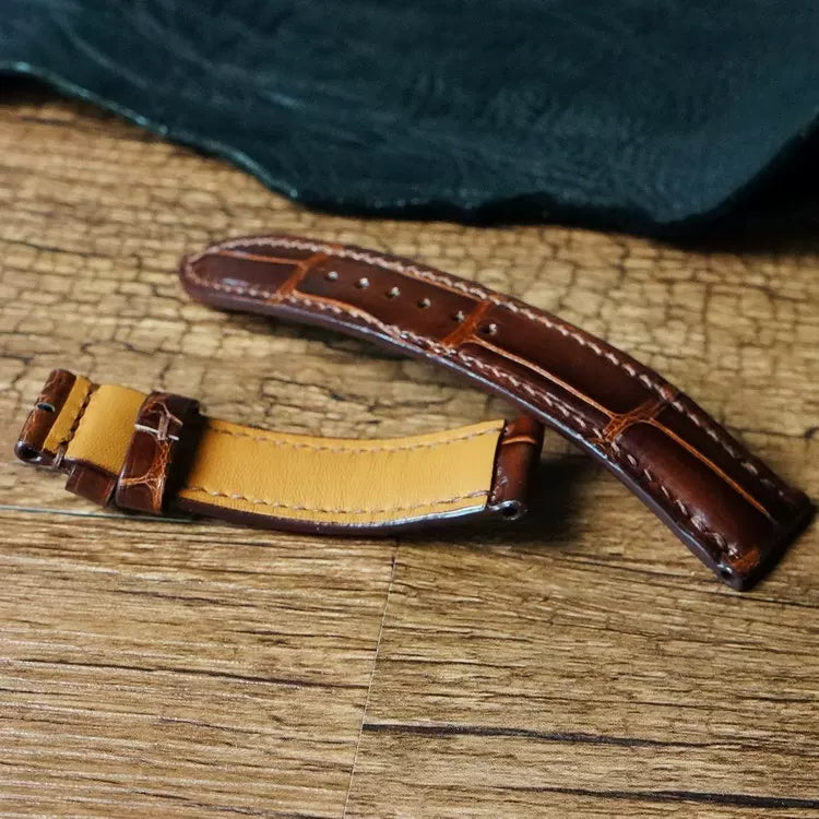 Handcrafted Dark Brown Alligator Watch Strap – HCP French Tannery Leather