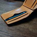 Handcrafted Navy Blue Shell Cordovan Leather Wallet with Italian Gattuso Oily Calfskin Lining