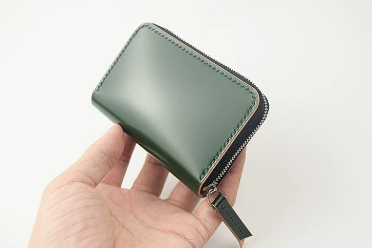 Handcrafted Oil Aniline Dyed Olive Green Shell Cordovan Leather Wallet