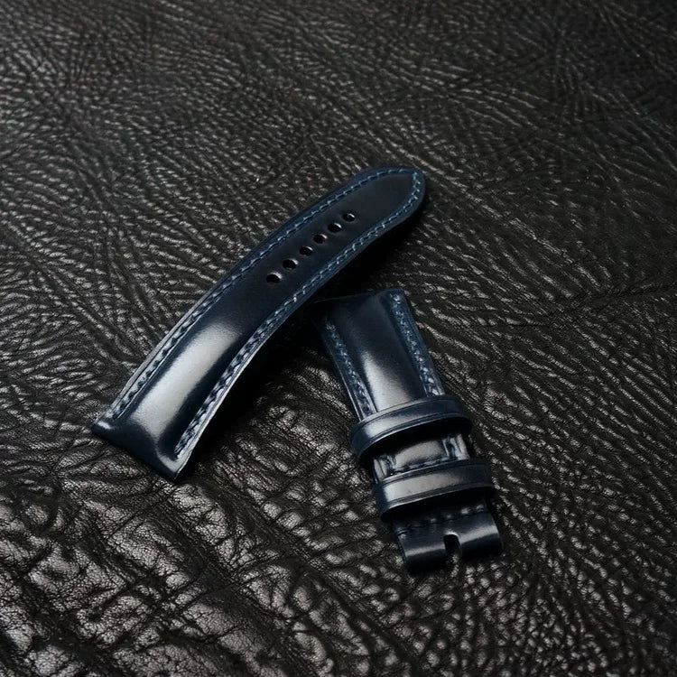 Handcrafted Navy Horween Shell Cordovan Watch Strap