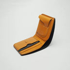 Handcrafted Agate Black Shell Cordovan Leather Wallet with Italian Gattuso Oily Calfskin Lining