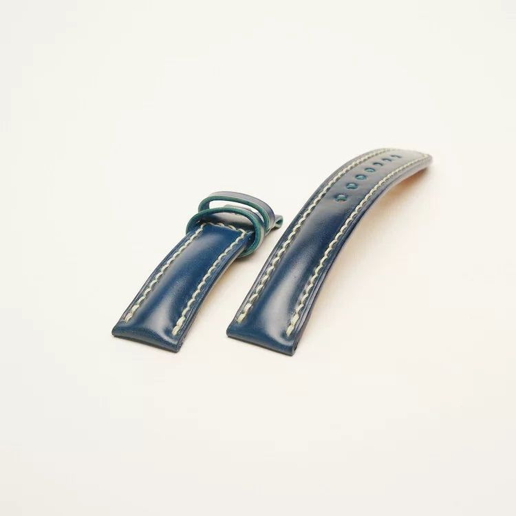 Handcrafted Blue Shell Cordovan Leather Watch Strap
