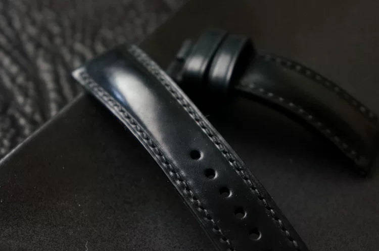 Handcrafted Black Horween Shell Cordovan Watch Strap